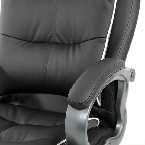 Офисное кресло Brabix Premium Strong HD-009 (экокожа черная, ткань серая) в Новосибирске - изображение 6
