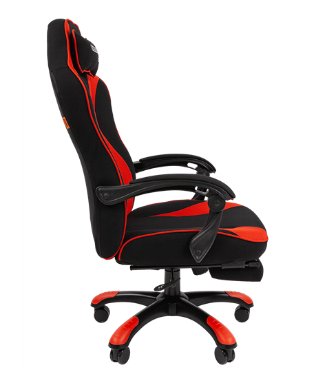 Игровое кресло CHAIRMAN GAME 35 с выдвижной подставкой для ног Ткань  черная / Ткань красная в Новосибирске - изображение 2