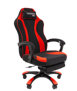 Игровое кресло CHAIRMAN GAME 35 с выдвижной подставкой для ног Ткань  черная / Ткань красная в Бердске