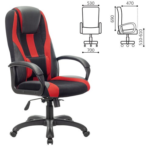 Компьютерное кресло Brabix Premium Rapid GM-102 (экокожа/ткань, черное/красное) 532107 в Новосибирске - изображение 3