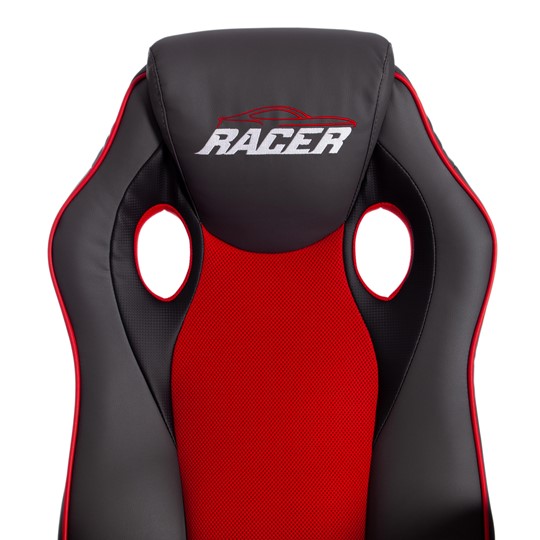 Кресло компьютерное RACER GT new кож/зам/ткань, металлик/красный, арт.13249 в Новосибирске - изображение 7
