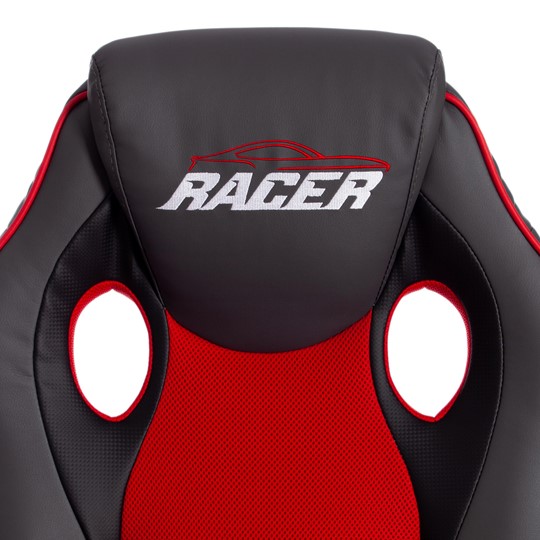 Кресло компьютерное RACER GT new кож/зам/ткань, металлик/красный, арт.13249 в Новосибирске - изображение 8