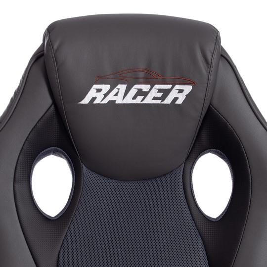 Кресло компьютерное RACER GT new кож/зам/ткань, металлик/серый, арт.13251 в Новосибирске - изображение 7