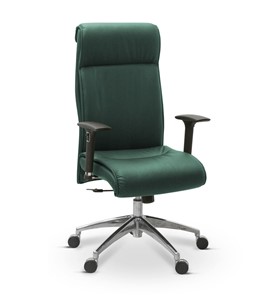 Кресло для руководителя Dark (подлокотники 3D) натуральная кожа с компаньоном / зеленая NL30 в Новосибирске