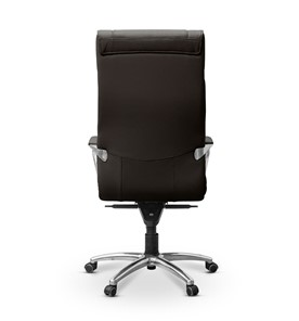 Офисное кресло для руководителя Олимп X (подлокотники хромированные) экокожа премиум / черная CN1114 в Новосибирске - предосмотр 5