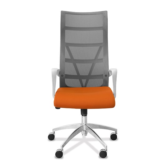 Кресло офисное Топ X белый каркас, сетка/ткань TW / серая/оранжевая в Новосибирске - изображение 1