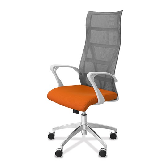 Кресло офисное Топ X белый каркас, сетка/ткань TW / серая/оранжевая в Новосибирске - изображение 2