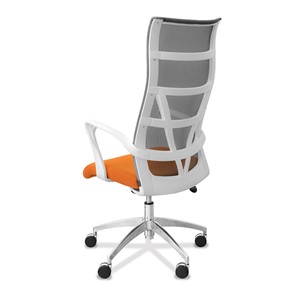 Кресло офисное Топ X белый каркас, сетка/ткань TW / серая/оранжевая в Новосибирске - предосмотр 4