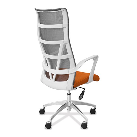 Кресло офисное Топ X белый каркас, сетка/ткань TW / серая/оранжевая в Новосибирске - изображение 6