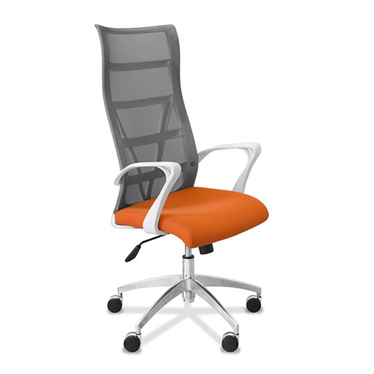 Кресло офисное Топ X белый каркас, сетка/ткань TW / серая/оранжевая в Новосибирске - изображение 8