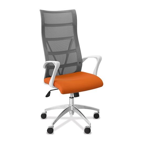 Кресло офисное Топ X белый каркас, сетка/ткань TW / серая/оранжевая в Новосибирске - изображение 9