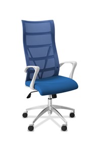 Кресло в офис Топ X белый каркас, сетка/ткань TW / синяя/голубая в Новосибирске