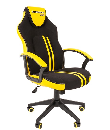 Кресло игровое CHAIRMAN GAME 26  Экокожа - Ткань стандарт. Черный/желтый в Новосибирске - изображение 1