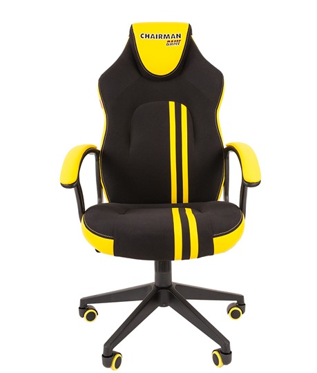 Кресло игровое CHAIRMAN GAME 26  Экокожа - Ткань стандарт. Черный/желтый в Новосибирске - изображение 2