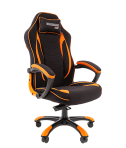 Кресло игровое CHAIRMAN GAME 28 Полиэстер комбинированная ткань оранжевый/черный в Новосибирске - предосмотр 1