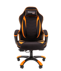 Кресло игровое CHAIRMAN GAME 28 Полиэстер комбинированная ткань оранжевый/черный в Новосибирске - предосмотр 2
