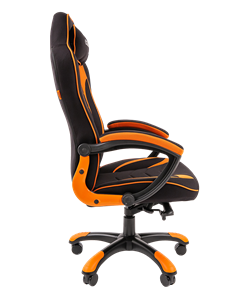 Кресло игровое CHAIRMAN GAME 28 Полиэстер комбинированная ткань оранжевый/черный в Новосибирске - предосмотр 3