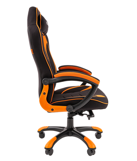 Кресло игровое CHAIRMAN GAME 28 Полиэстер комбинированная ткань оранжевый/черный в Новосибирске - изображение 3