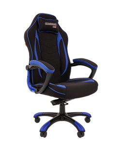 Кресло игровое CHAIRMAN GAME 28 Полиэстер комбинированная ткань синий/черный в Новосибирске - предосмотр 1