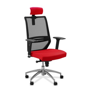 Офисное кресло Aero lux с подголовником, сетка/ткань TW / черная/красная в Новосибирске