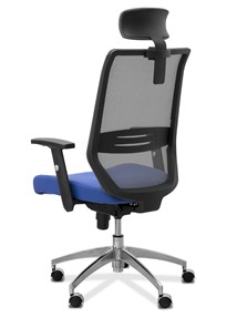 Кресло офисное Aero с подголовником, сетка/ткань TW / черная/ синяя в Новосибирске - предосмотр 4