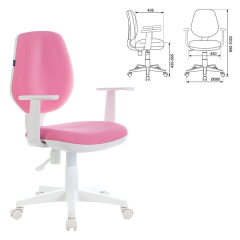 Кресло офисное Brabix Fancy MG-201W (с подлокотниками, пластик белый, розовое) 532409 в Новосибирске - изображение 3