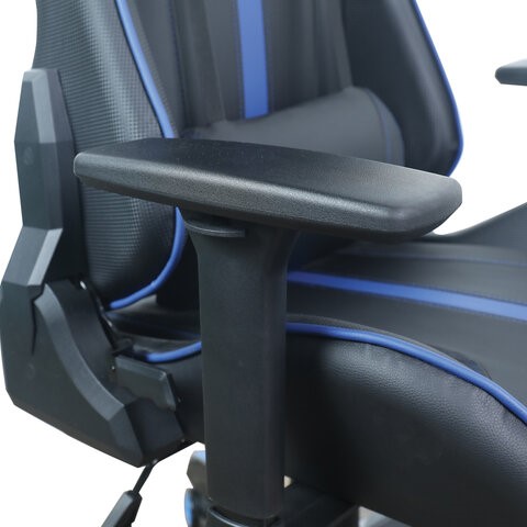 Офисное кресло BRABIX "GT Carbon GM-120", две подушки, экокожа, черное/синее, 531930 в Новосибирске - изображение 12