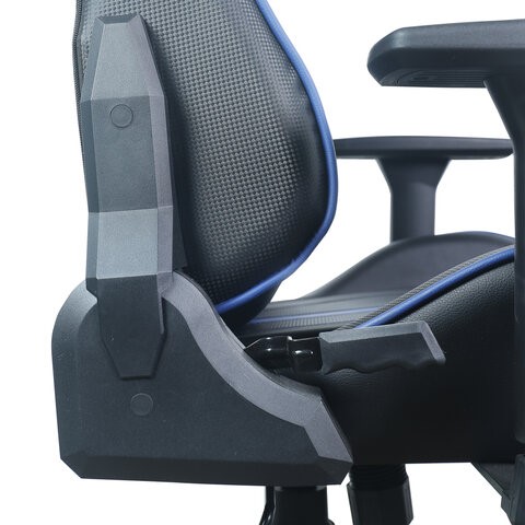 Офисное кресло BRABIX "GT Carbon GM-120", две подушки, экокожа, черное/синее, 531930 в Новосибирске - изображение 14