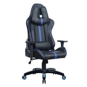 Офисное кресло BRABIX "GT Carbon GM-120", две подушки, экокожа, черное/синее, 531930 в Новосибирске - предосмотр