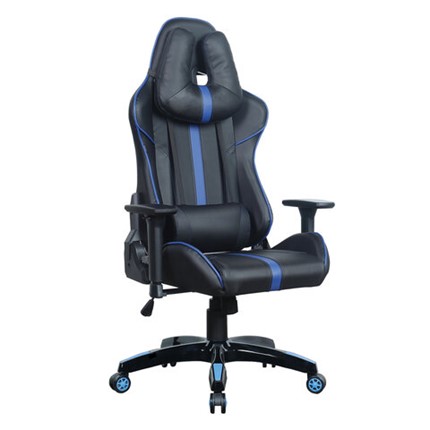 Офисное кресло BRABIX "GT Carbon GM-120", две подушки, экокожа, черное/синее, 531930 в Новосибирске - изображение