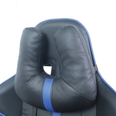 Офисное кресло BRABIX "GT Carbon GM-120", две подушки, экокожа, черное/синее, 531930 в Новосибирске - изображение 8