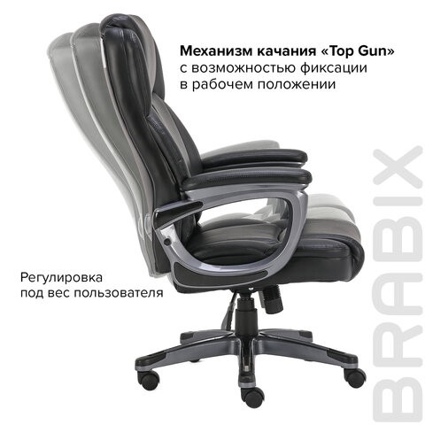 Кресло Brabix Premium Favorite EX-577 (пружинный блок, рециклированная кожа, черное) 531934 в Новосибирске - изображение 18