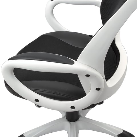 Офисное кресло Brabix Premium Genesis EX-517 (пластик белый, ткань/экокожа/сетка черная) 531573 в Новосибирске - изображение 6