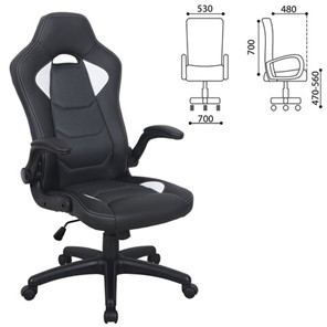 Офисное кресло BRABIX "Skill GM-005", откидные подлокотники, экокожа, черное/белое, 532493 в Новосибирске - предосмотр 7