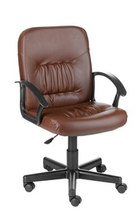 Кресло офисное Чат кожзам коричневый в Новосибирске - предосмотр