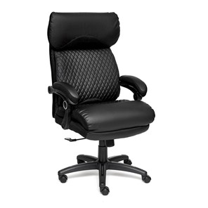 Компьютерное кресло CHIEF кож/зам/ткань, черный/черный стеганный/черный, 36-6/36-6/11 арт.12851 в Новосибирске