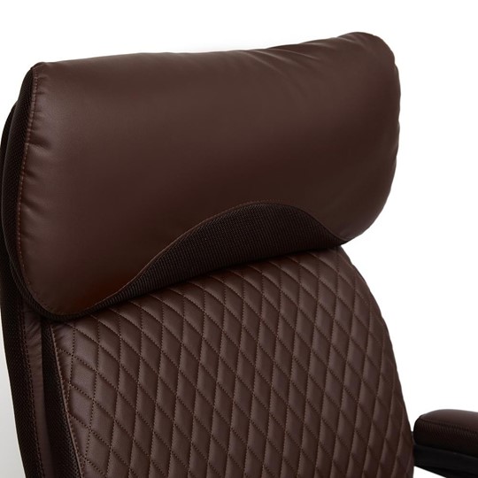 Компьютерное кресло CHIEF кож/зам/ткань, коричневый/коричневый стеганный, 36-36/36-36 стеганный/24 арт.13111 в Новосибирске - изображение 4