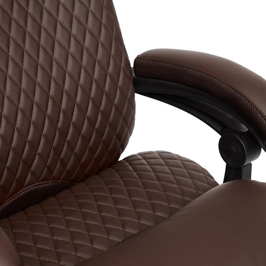 Компьютерное кресло CHIEF кож/зам/ткань, коричневый/коричневый стеганный, 36-36/36-36 стеганный/24 арт.13111 в Новосибирске - изображение 5