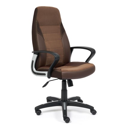 Компьютерное кресло INTER кож/зам/флок/ткань, коричневый, 36-36/6/TW-24 арт.15028 в Новосибирске - изображение