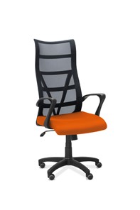 Офисное кресло для персонала Топ, сетка/ткань TW / черная/ оранжевая в Новосибирске