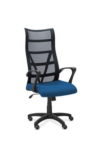 Кресло в офис Топ, сетка/ткань TW / черная/синяя в Новосибирске - предосмотр