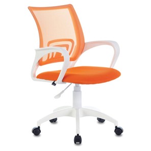Кресло офисное Brabix Fly MG-396W (с подлокотниками, пластик белый, сетка, оранжевое) в Новосибирске