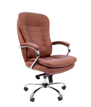 Офисное кресло CHAIRMAN 795 кожа, цвет коричневый в Новосибирске - изображение