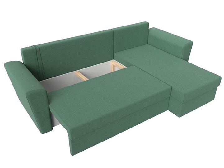 Угловой диван для гостиной Амстердам Лайт, Амур зеленый (рогожка) в Новосибирске - изображение 1