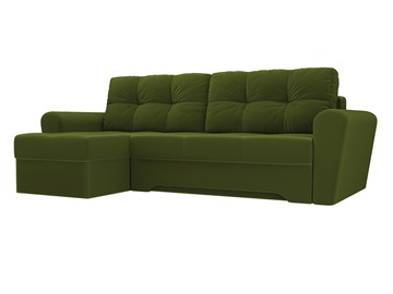 Угловой диван для гостиной Амстердам, Зеленый (микровельвет) в Новосибирске