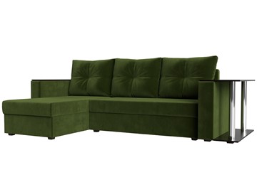 Угловой диван с оттоманкой Атланта Лайт, Зеленый (микровельвет) в Новосибирске
