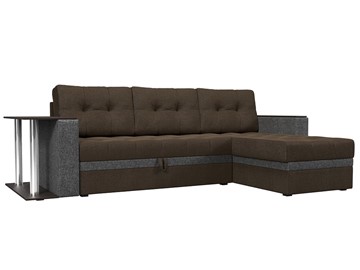 Угловой диван для гостиной Атланта М, Коричневый/Серый/Серые подлокотники (рогожка) в Новосибирске