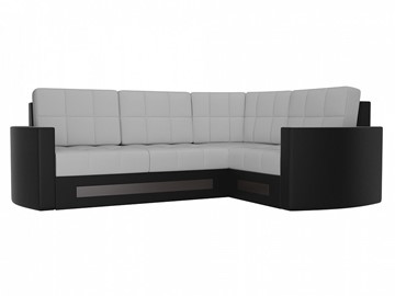 Угловой диван для гостиной Белла, Белый/Черный (экокожа) в Новосибирске - предосмотр