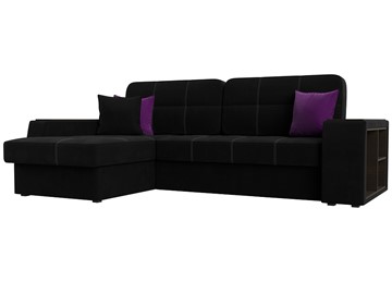 Угловой диван Брюссель, Черный/фиолетовый (вельвет) в Новосибирске
