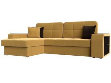 Угловой диван с оттоманкой Брюссель, Желтый (микровельвет) в Новосибирске